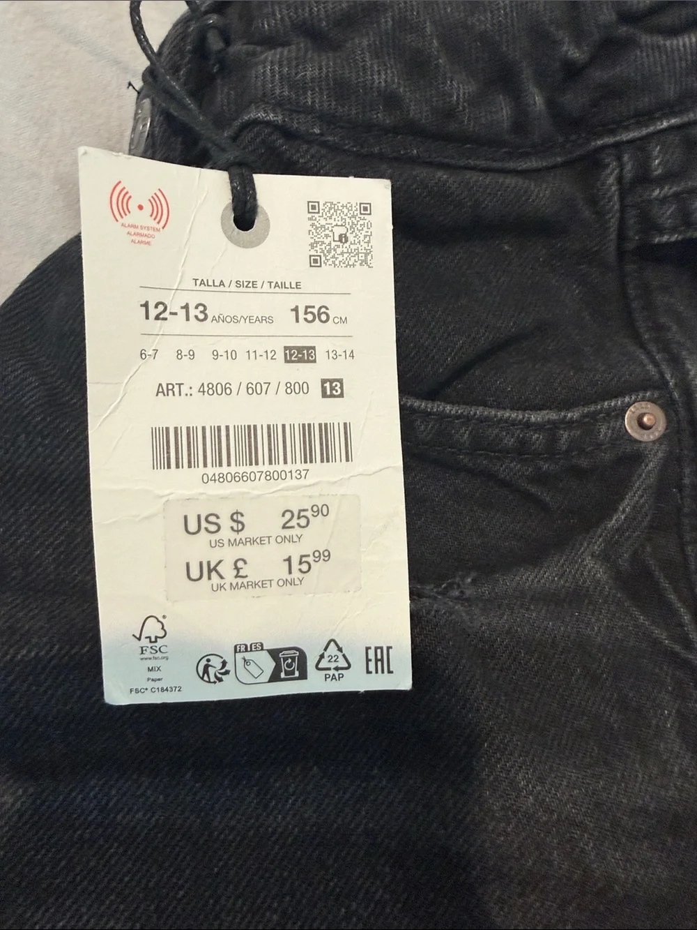 Zara Black Distressed Denim Kids' Shorts